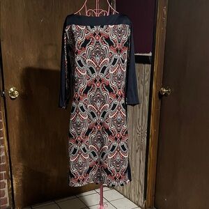 Ann Taylor Black and Red Long Sleeve Dress